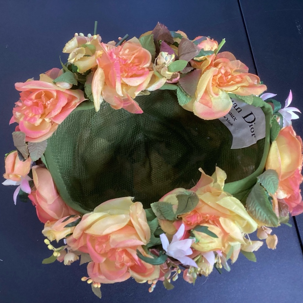 Dior Floral Crown Headband in Peach, Pink & Green - Picture 7 of 7